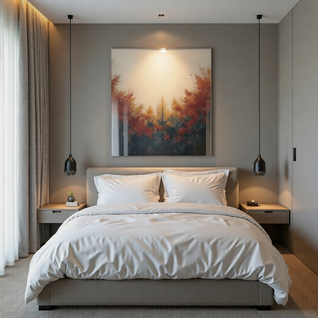 Chambre avec tableau mural premium